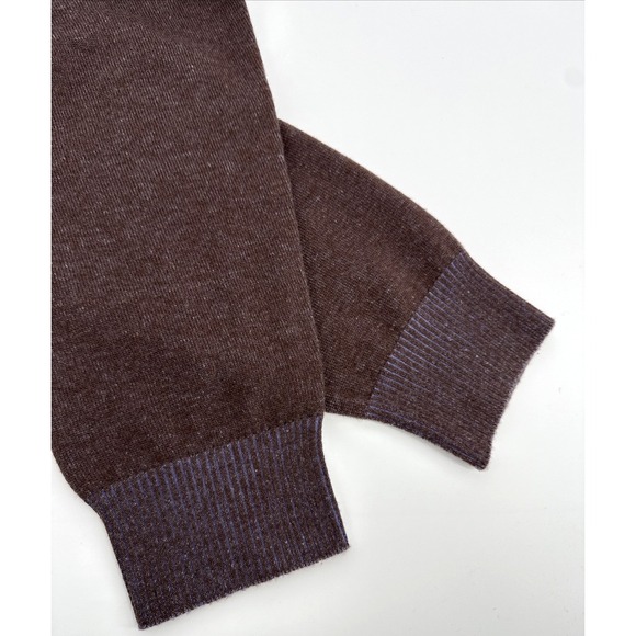 Peter Millar 4 Ply Cashmere Sweater Men's XL Brown Blue Trim Soft Knit - Picture 7 of 10